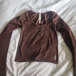 FP Movement by Free People Chocolate Long Sleeve Henley
